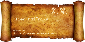 Klier Mónika névjegykártya